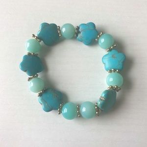 Vintage 90s Costume Bracelet - Blue, Turquoise, Gold accents